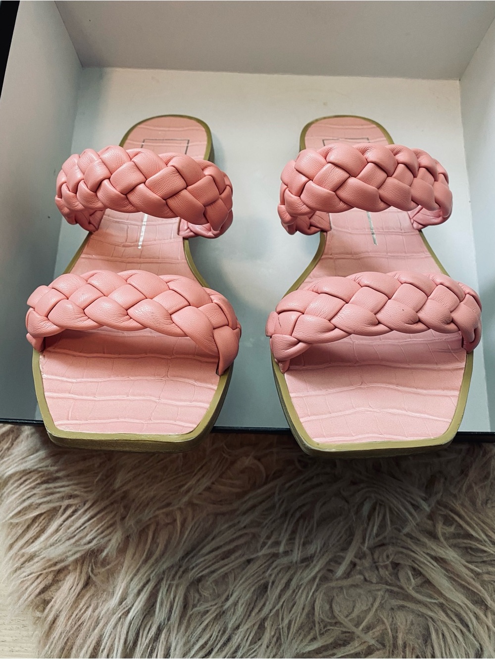 Dolce Vita Pink Braided Double-Strap Slide Sandals